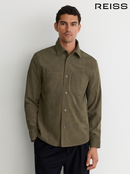 Verde - Regular Reiss Townie Corduroy Twin-pocket Overshirt