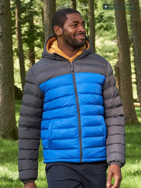 Mountain Warehouse Light Blue Seasons II Mens Water Resistant Padded Jacket (Q69447) | €92
