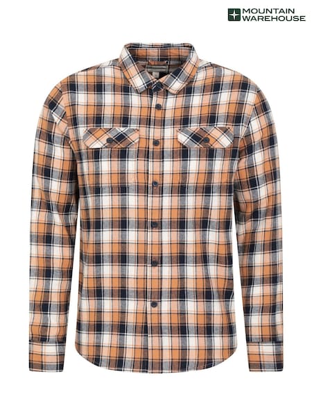 Mountain Warehouse Yellow 100% Cotton Trace Mens Flannel Long Sleeve Shirt (Q69450) | ₪121