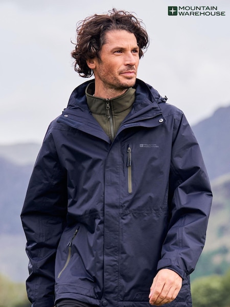 Mountain Warehouse Blue Bracken Extreme Mens Waterproof 3-In-1 Jacket (Q69478) | ₪754