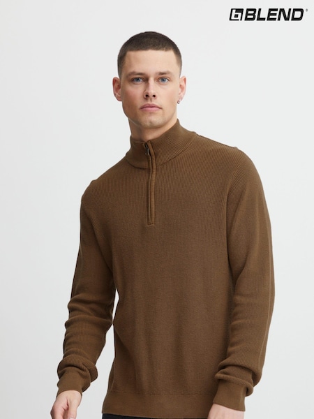 Braun - Blend Codford Lightweight Knitted Funnel Neck Pullover 100% Cotton Jumper (Q69529) | 11 €