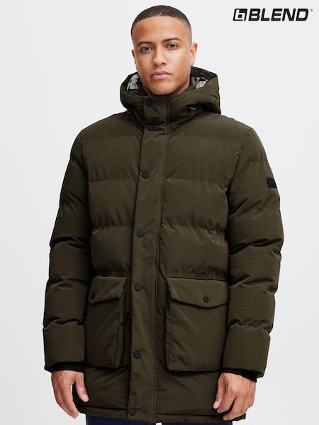Blend Green Quilted Parka Jacket with Hood (Q69543) | €72