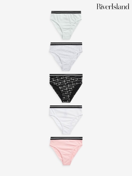 River Island Girls Multipack of 6 Foil Script Briefs (Q69635) | 19 € - 23 €