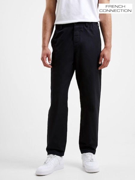 French Connection Black Military 100% Cotton Tapered Chino Trousers (Q69649) | €58