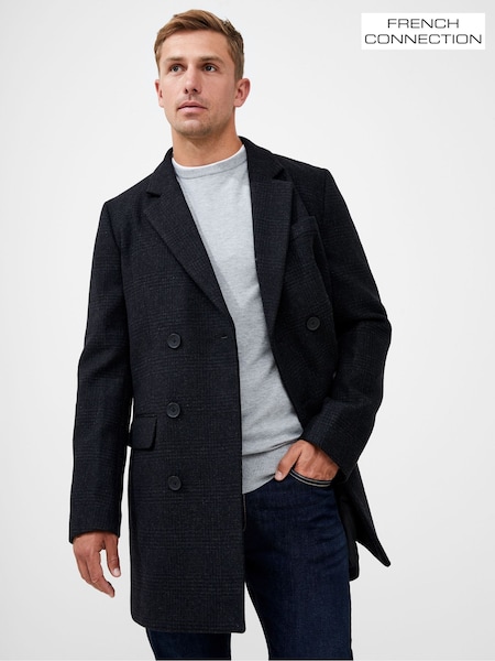 French Connection Blue/Grey Double Breasted Peacoat (Q69734) | ₪603