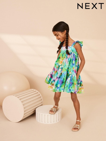 Floral Bright Print 100% Cotton Printed Tiered Dress (3-16yrs) (Q69758) | €8 - €11.50