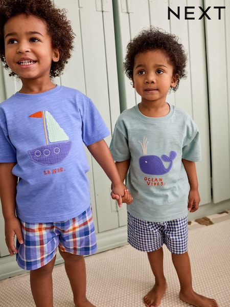 Blue/Green Whale 2 Pack Short Woven Bottom Pyjamas (9mths-12yrs) (Q69759) | € 13 - € 19