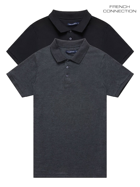 French Connection Black Melange J Polo Shirts 2 Pack (Q69764) | 173 QAR