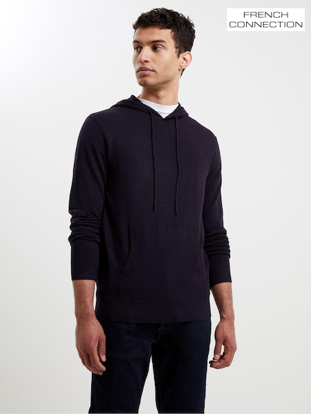 French Connection Blue Supersoft Hooded Knit Hoodie (Q69773) | €51