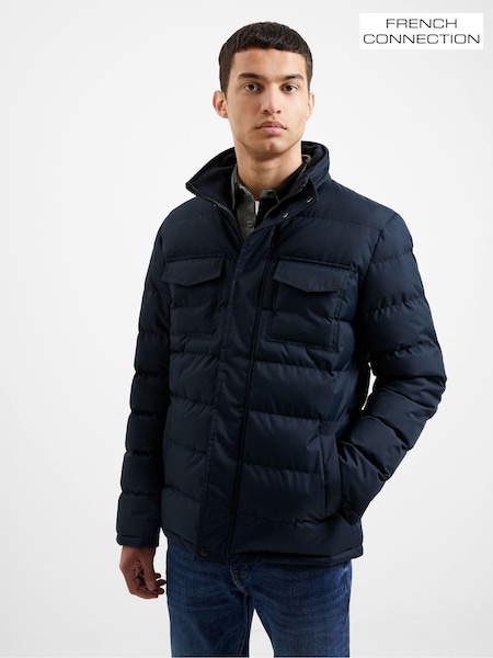 French Connection Dark Navy Blue 2 Pocket Row Funnel Jacket (Q69803) | €106