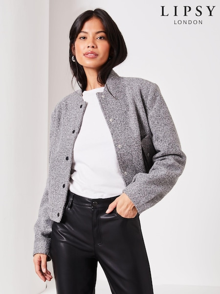 Серый - Lipsy Brushed Boucle Bomber Jacket (Q69849) | €16
