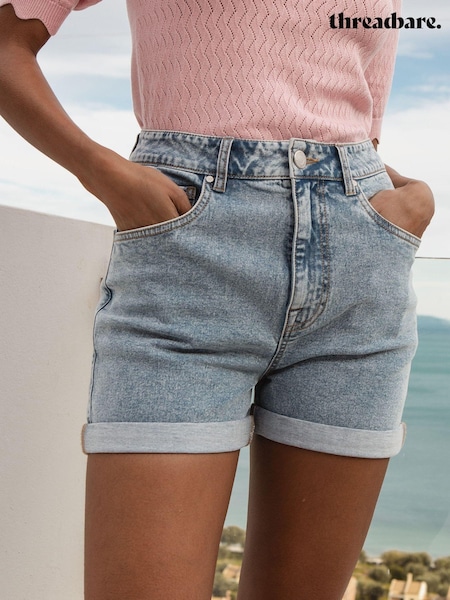 Albastru - Pantaloni scurți clasici cu Denim răsuciți Threadbare (Q69905) | 85 LEI