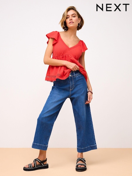 Albastru închis - Bluze tip bustieră largi cu nasturi dublu Blugi Bluze tip bustieră (Q69990) | 144 LEI