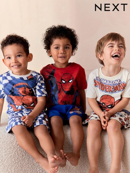 Red/Navy/White Spiderman 100% Cotton Short Pyjamas 3 Pack (12mths-10yrs) (Q69999) | €14.50 - €19