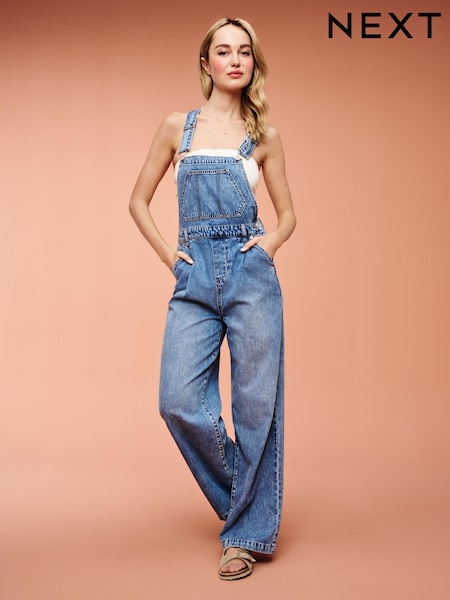 Mid Blue Lightweight Denim Dungarees (Q70018) | €11