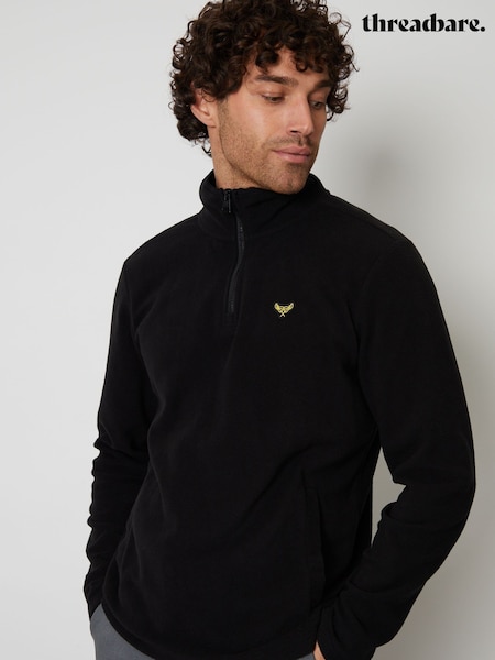 Threadbare Black Quarter Zip Fleece Sweatshirt (Q70042) | €31