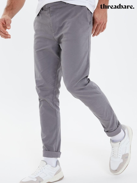 Серый - Threadbare Cotton Twill Chino Trousers With Stretch (Q70110) | €17