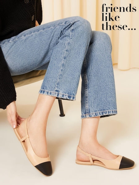 Friends Like These Nude Pink Regular Fit Faux Leather Slingback Toecap Ballet Pump Shoes (Q70152) | €14.50