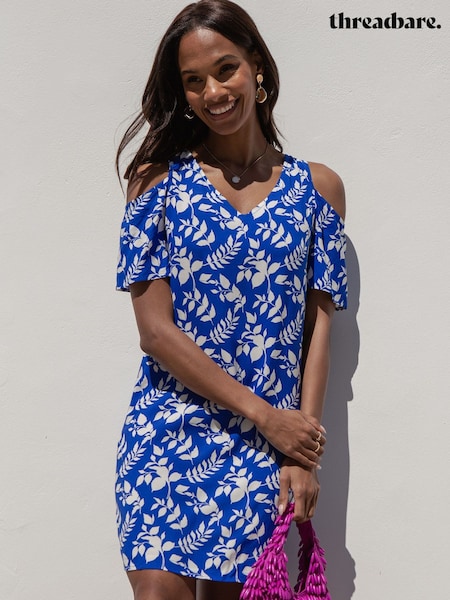 Threadbare Blue Mini Cold Shoulder Shift Dress (Q70236) | €40