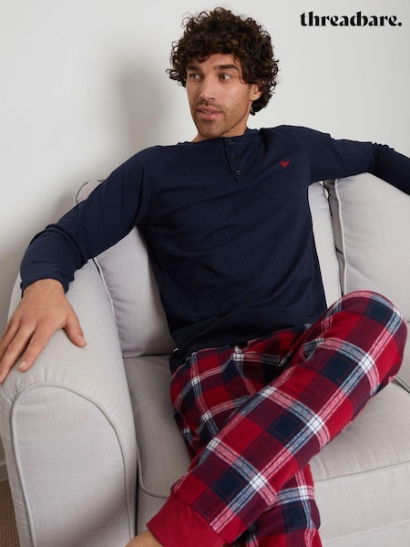 Threadbare Navy Blend Long Sleeve Pyjamas Set (Q70252) | AED159
