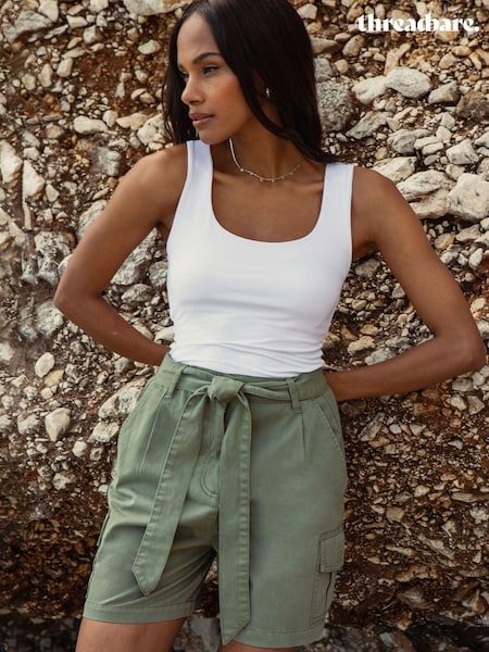 Grün - Threadbare Cargo-Shorts aus 100% Baumwolle mit Gürtel (Q70337) | 19 €