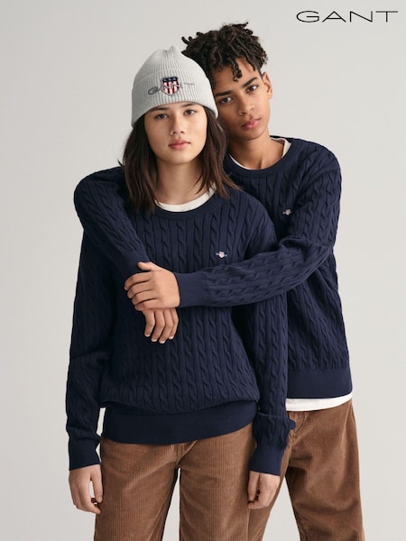 GANT Teens Shield 100% Cotton Cable Knit Crew Neck Sweater (Q70406) | 286 LEI