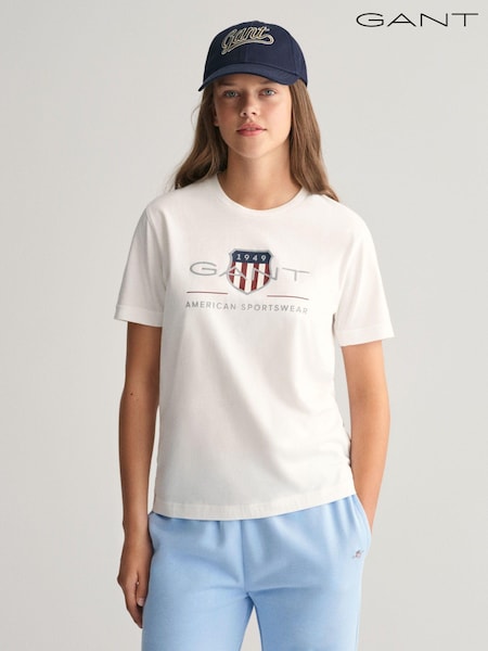 Weiß - GANT Archiv Schild Teenager T-Shirt (Q70436) | 32 €