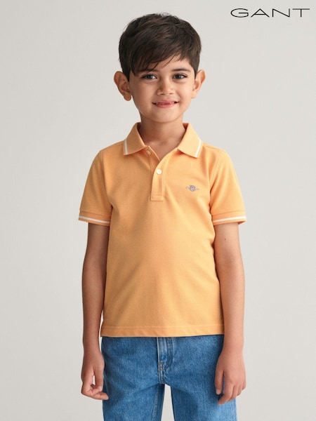 GANT Orange Kids Tipped Shield Piqué Polo Shirt (Q70438) | €27