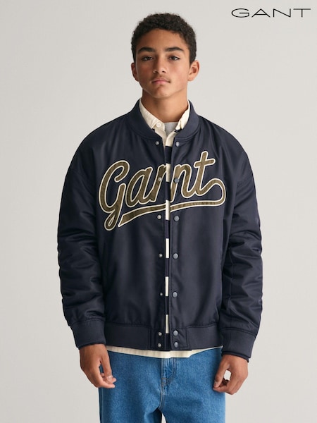 GANT Blue Teens Script Graphic Varsity Jacket (Q70440) | €83