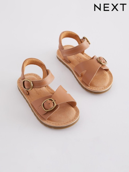 Brown Wide Fit (G) Leather Buckle Sandals (Q70495) | €12 - €13