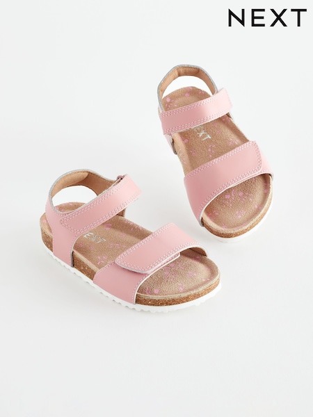 Pink Standard Fit (F) Leather Corkbed Sandals (Q70522) | €21 - €24