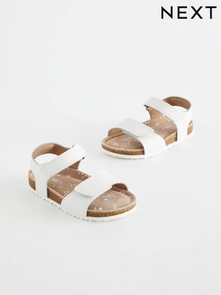 أبيض - Leather Corkbed Sandals (Q70527) | ‏76 د.إ.‏ - ‏ 86‏ د.إ.