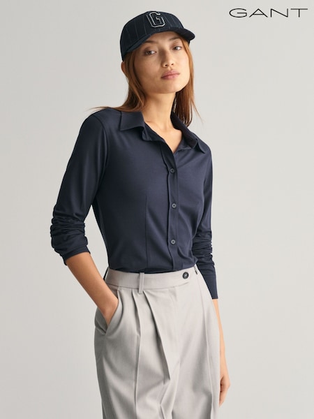 GANT Blue Slim Fit Jersey Shirt (Q70578) | €76