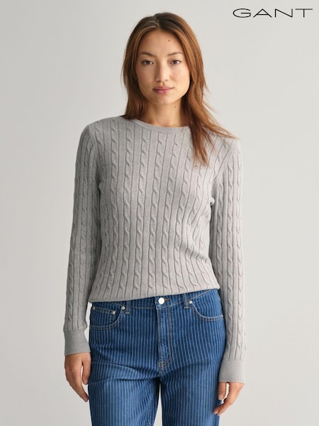 Grau - GANT Stretch Cotton Cable Knit Jumper (Q70590) | 39 €