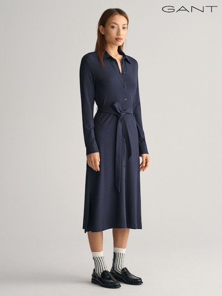 GANT Blue Fitted Jersey Shirt Dress (Q70600) | €79