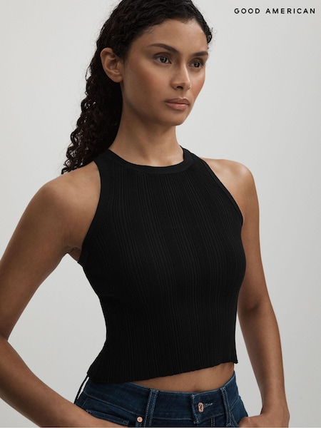 שחור - Good American Good American Ribbed Vest (Q70678) | ‏649‏₪