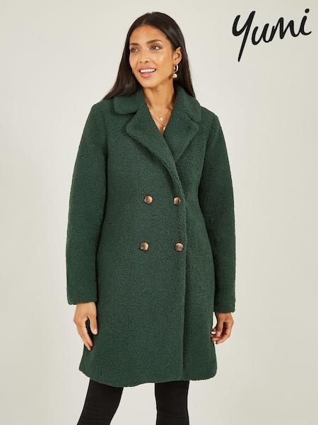 Yumi Green Teddy Bear Coat (Q70721) | ₪377