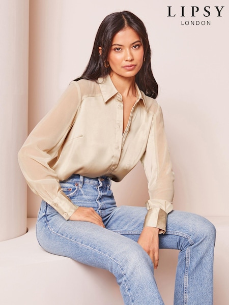 Lipsy Satin Sleeve Button Through Shirt (Q70787) | €20