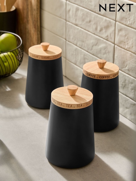Set of 3 Black Storage Jars (Q70805) | €48