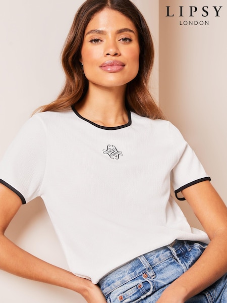 Lipsy White Logo T-Shirt (Q70887) | AED21