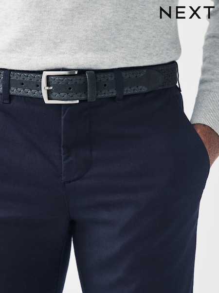 Navy Blue Signature Suede Textured Belt (Q70909) | €12