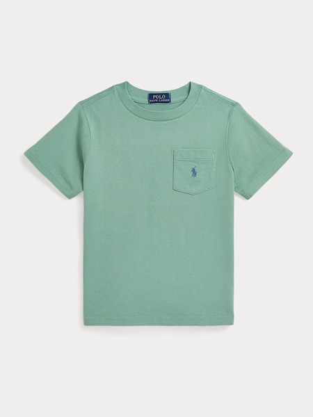 Мятный зеленый - Polo Ralph Lauren Boy 100% Cotton Jersey Pocket T-Shirt (Q70917) | €27 - €29