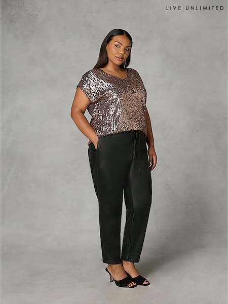 Live Unlimited Black Curve Faux Leather Joggers (Q71111) | €38
