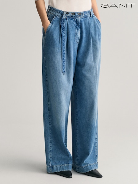 GANT Blue Relaxed Fit Wide Leg Belted Jeans (Q71120) | €79