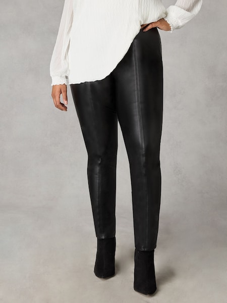 Live Unlimited Black Curve Faux Leather Straight Leg Trousers (Q71127) | €53