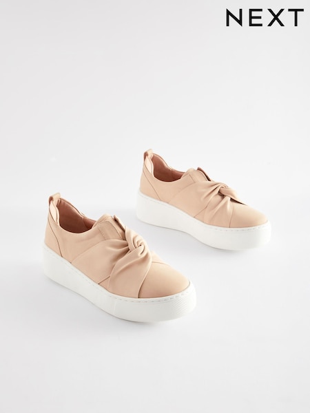 Nude Signature Forever Comfort® Leather Chunky Wedge Platform Trainers (Q71142) | AED90