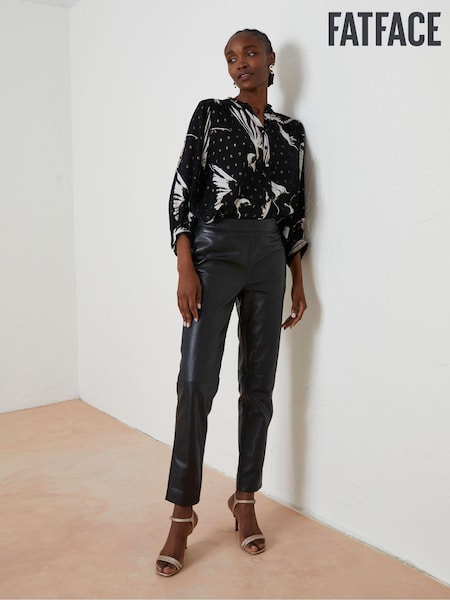 FatFace Black Lana Leather Tapered Trousers (Q71330) | €114