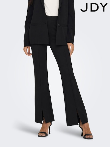 JDY Black High Waisted Flare Trousers with Front Split (Q71342) | 97 QAR