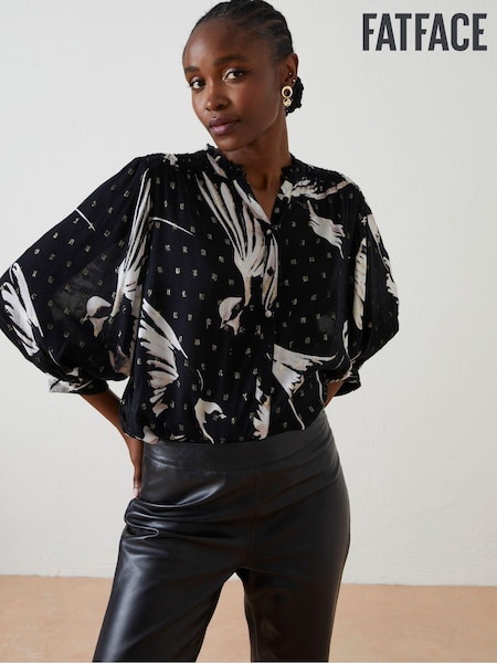Fat Face Black Evelyn Swallow Print Blouse (Q71360) | €37