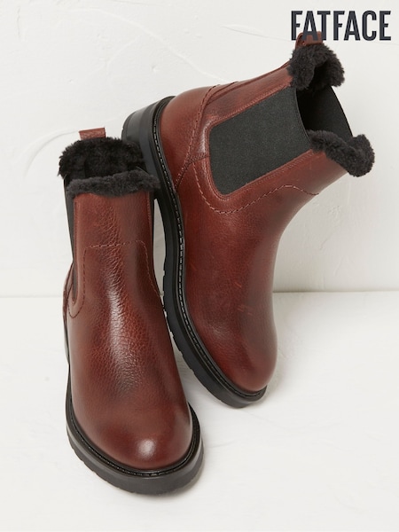 FatFace Red Blake Faux Fur Lined Chelsea Boots (Q71362) | 1,923 Ft